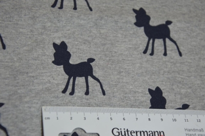 French Terry | Rehkitz schwarz | grau meliert